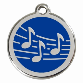 Stainless Steel And Enamel Music Dark Blue Dog ID Tag