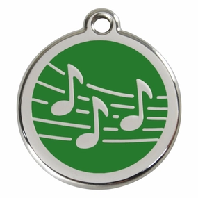 Stainless Steel And Enamel Music Green Dog ID Tag
