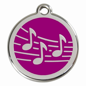 Stainless Steel And Enamel Music Purple Dog ID Tag