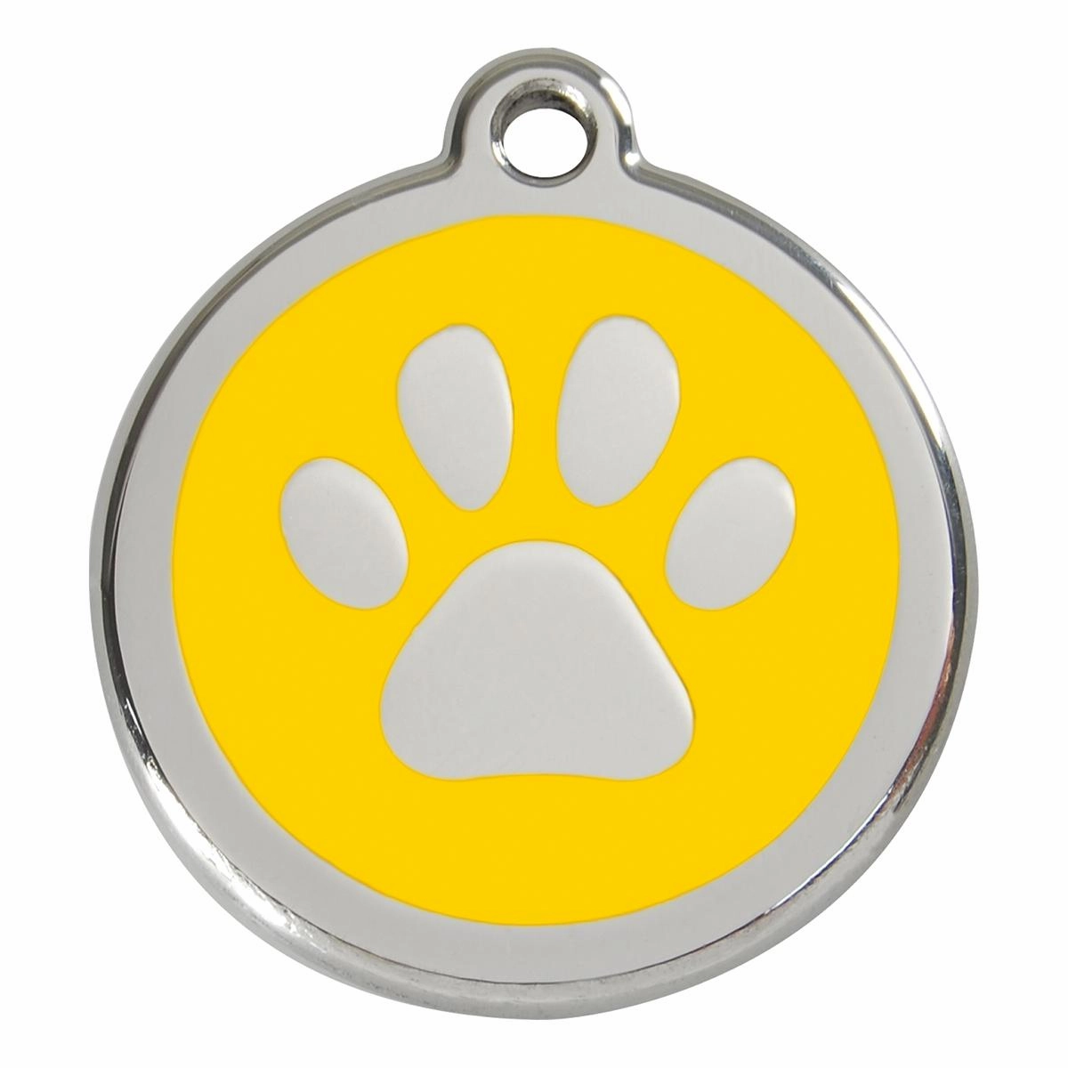 Stainless Steel And Enamel Paw Print Yellow Dog ID Tag