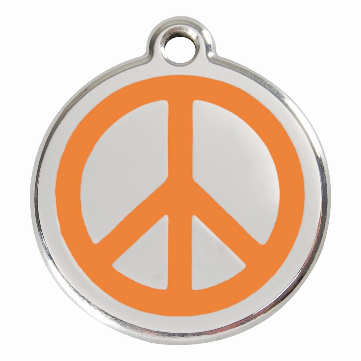 Stainless Steel And Enamel Peace Sign Orange Dog ID Tag