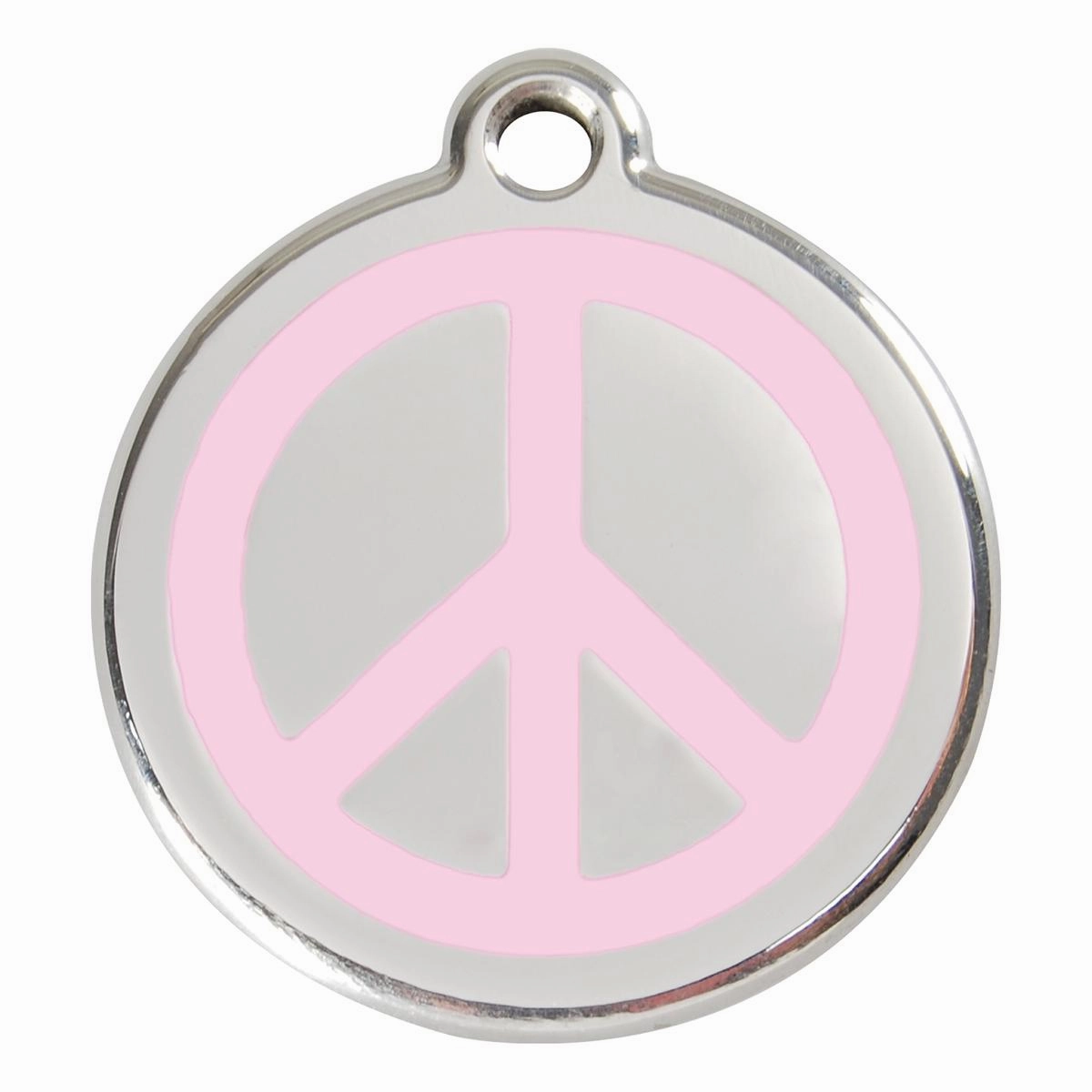 Stainless Steel And Enamel Peace Sign Pink Dog ID Tag