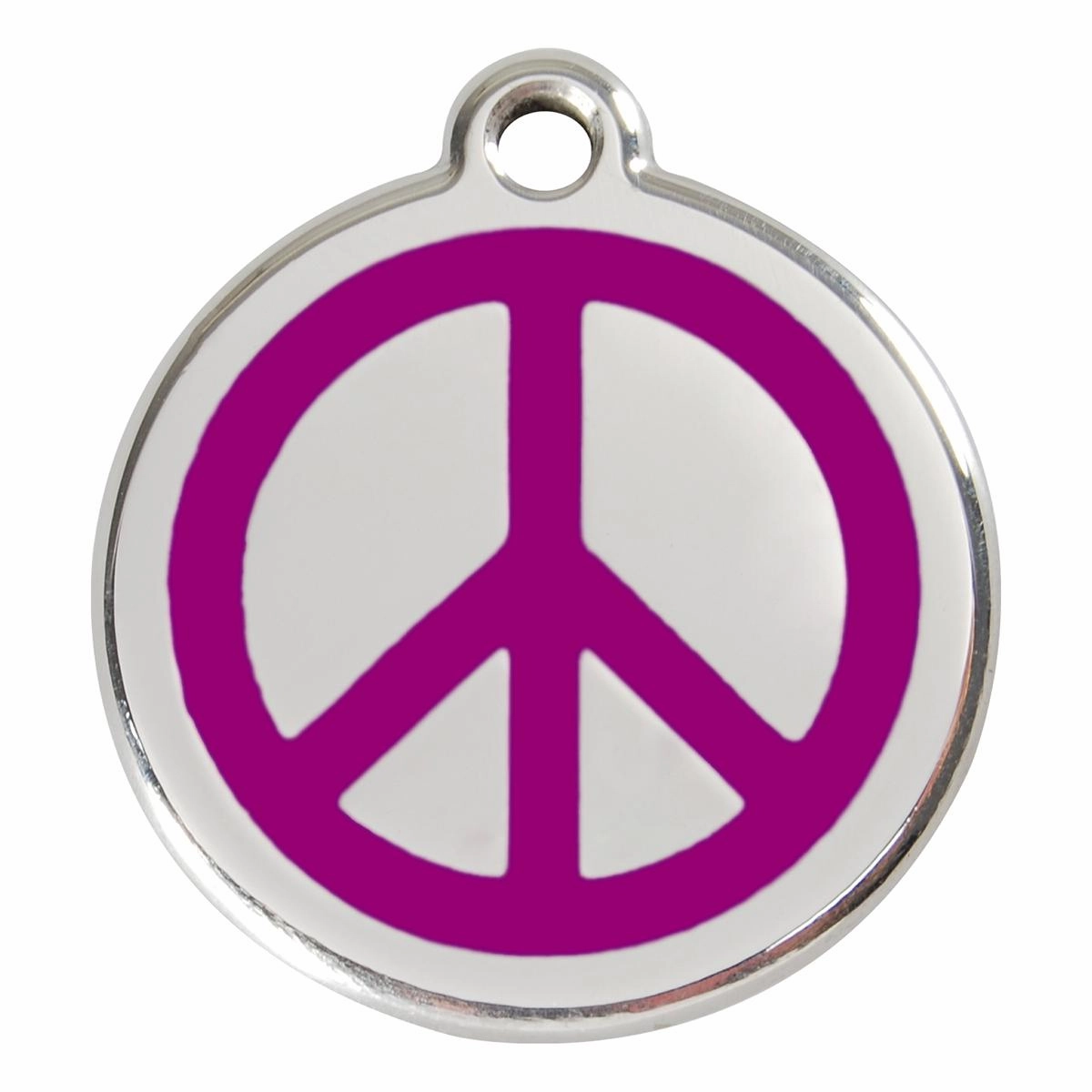 Stainless Steel And Enamel Peace Sign Purple Dog ID Tag