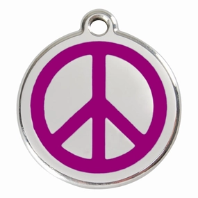 Stainless Steel And Enamel Peace Sign Purple Dog ID Tag