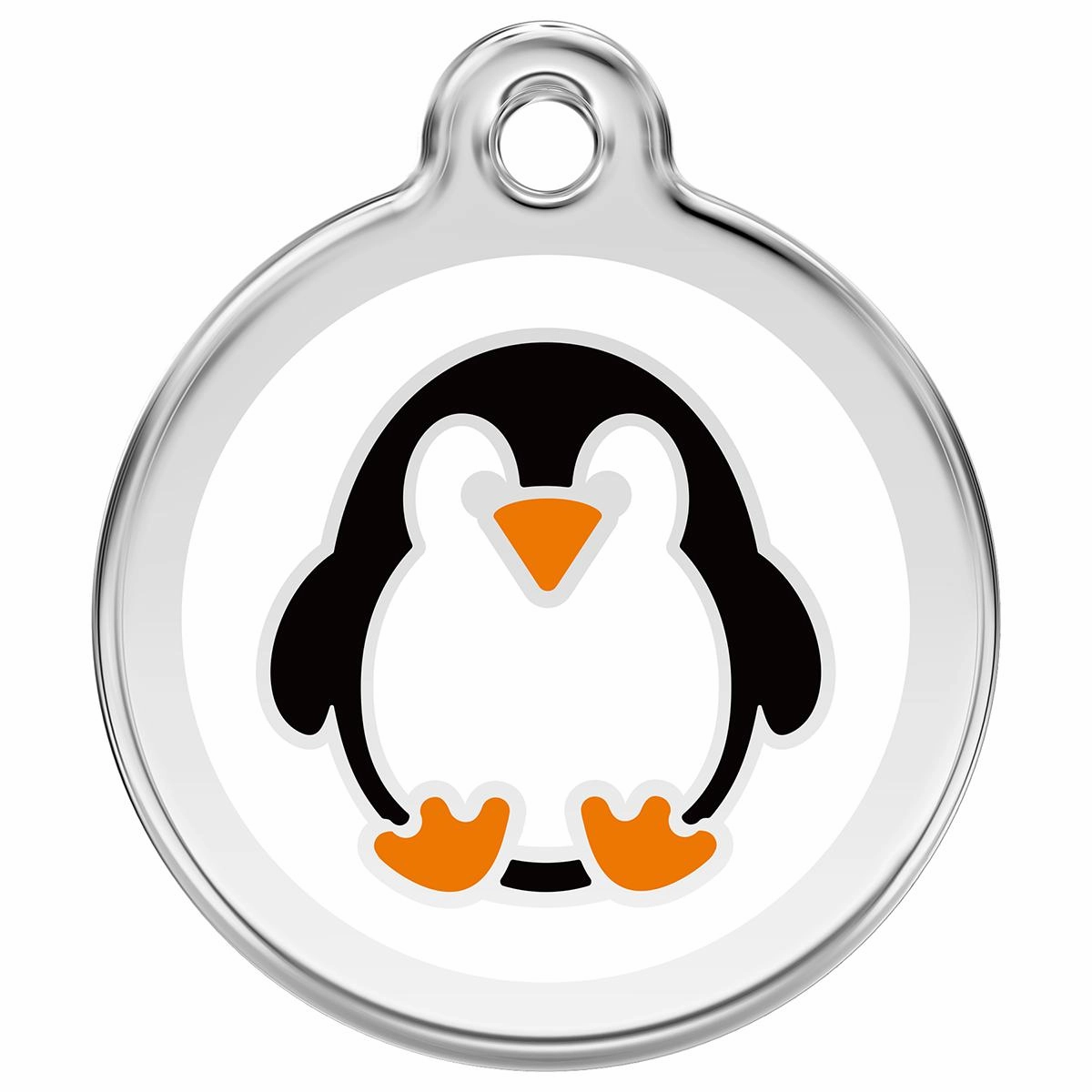 Stainless Steel And Enamel Penguin White Dog ID Tag