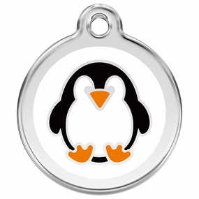 Stainless Steel And Enamel Penguin White Dog ID Tag