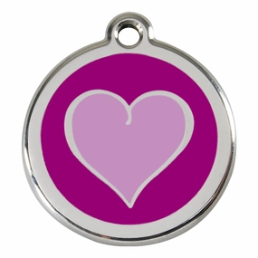 Stainless Steel And Enamel Purple Heart Dog ID Tag