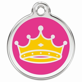 Stainless Steel And Enamel Queen Pink Dog ID Tag