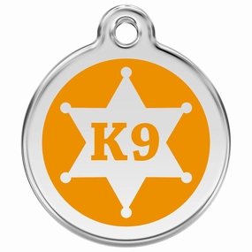 Stainless Steel And Enamel Sheriff Orange Dog ID Tag