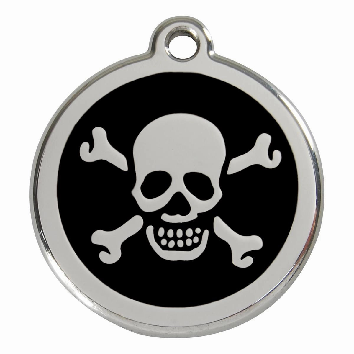 Stainless Steel And Enamel Skull And Crossbones Black Dog ID Tag