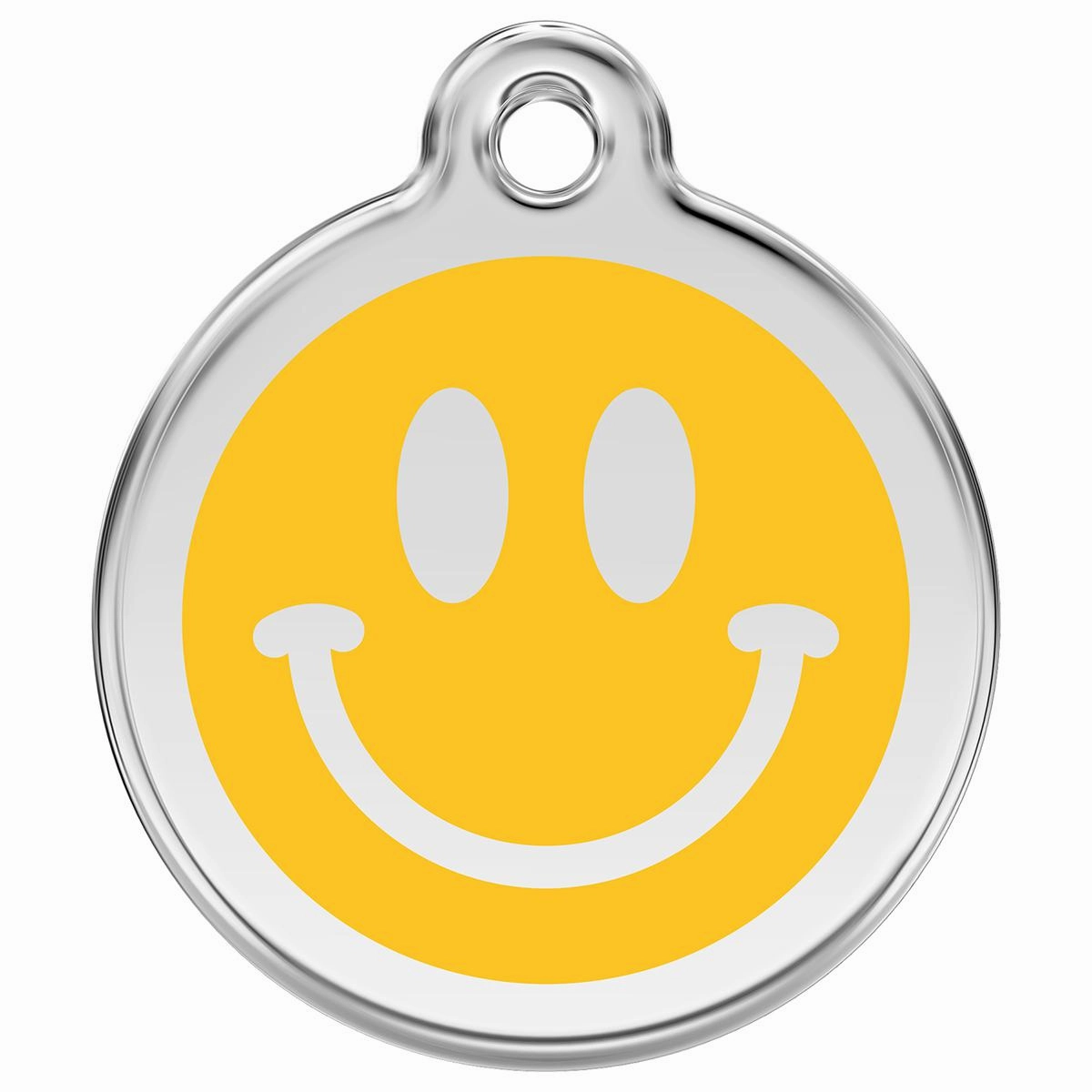 Stainless Steel And Enamel Smiley Face Yellow Dog ID Tag