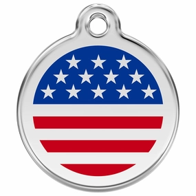 Stainless Steel And Enamel Stars And Stripes Dog ID Tag