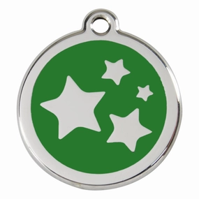 Stainless Steel And Enamel Stars Green Dog ID Tag