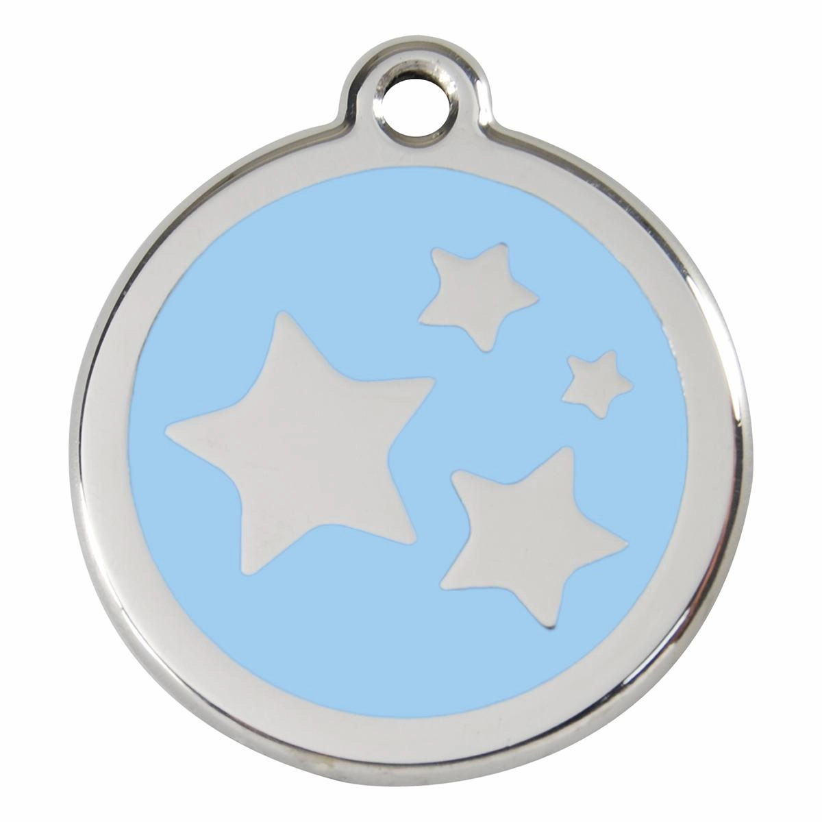 Stainless Steel And Enamel Stars Light Blue Dog ID Tag