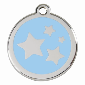Stainless Steel And Enamel Stars Light Blue Dog ID Tag