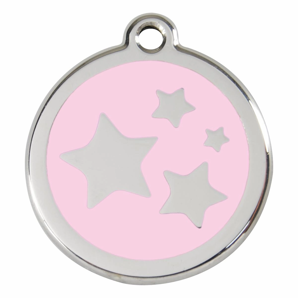 Stainless Steel And Enamel Stars Pink Dog ID Tag