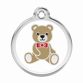 Stainless Steel And Enamel Teddy Bear Dog ID Tag