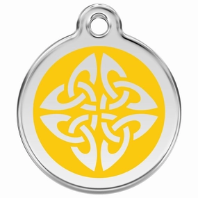 Stainless Steel And Enamel Tribal Arrows Yellow Dog ID Tag