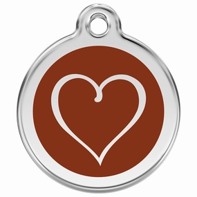 Stainless Steel And Enamel Tribal Heart Brown Dog ID Tag