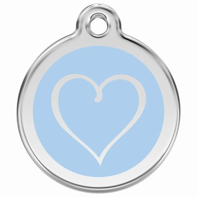 Stainless Steel And Enamel Tribal Heart Light Blue Dog ID Tag