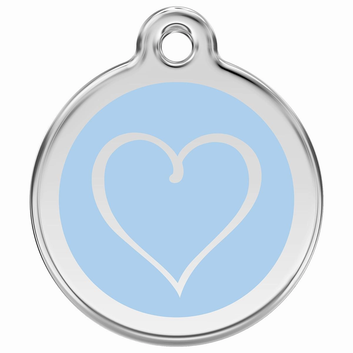 Stainless Steel And Enamel Tribal Heart Light Blue Dog ID Tag