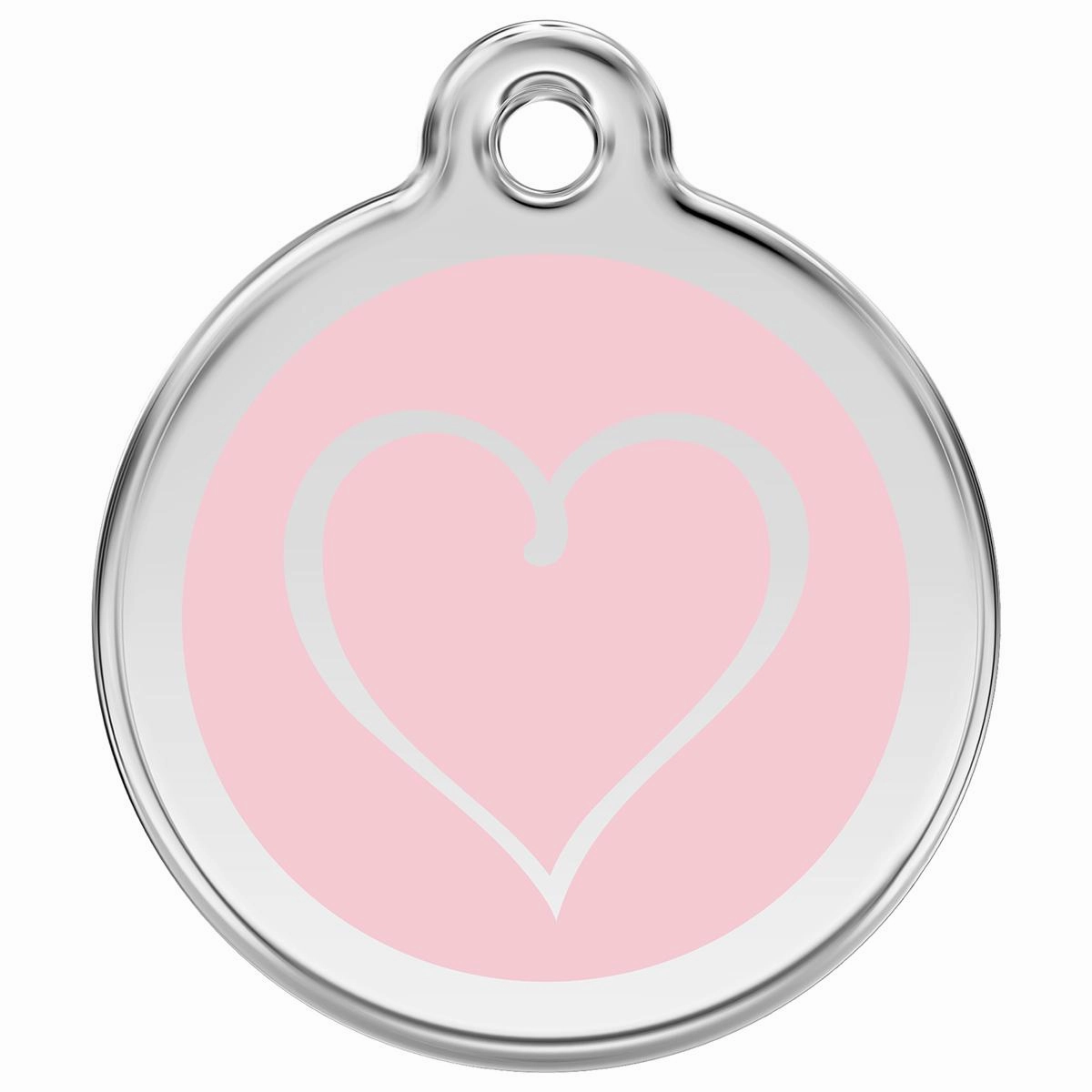 Stainless Steel And Enamel Tribal Heart Pink Dog ID Tag