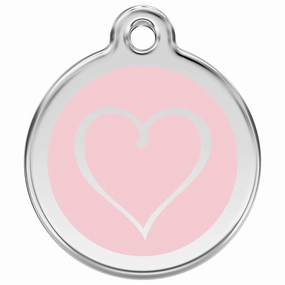 Stainless Steel And Enamel Tribal Heart Pink Dog ID Tag