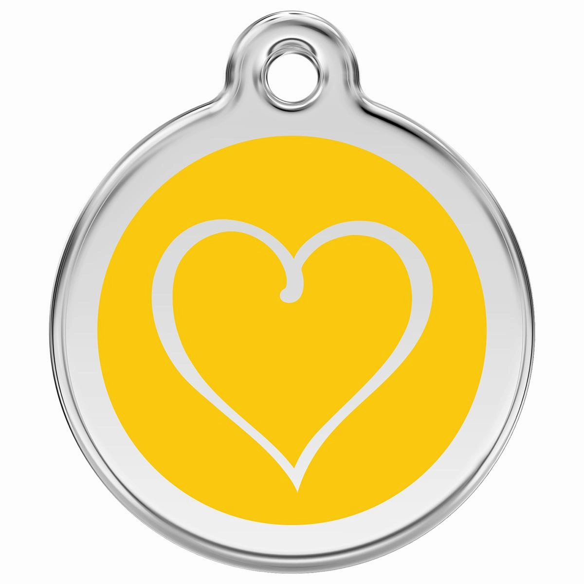 Stainless Steel And Enamel Tribal Heart Yellow Dog ID Tag