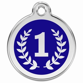 Stainless Steel And Enamel Winner Dark Blue Dog ID Tag