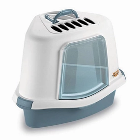 Stefanplast Cat Litter with Hood - Sprint Corner Plus Steel Blue cat litter box,cat cage