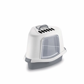 Stefanplast Cat Litter with Hood - Sprint Corner Plus Stone Grey cat litter box,cat cage