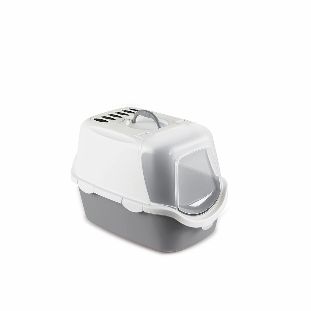 Stefanplast Cathy Easy Clean with Hood Stone Grey 56cm x 40cm x H40cm cat litter box,cat cage