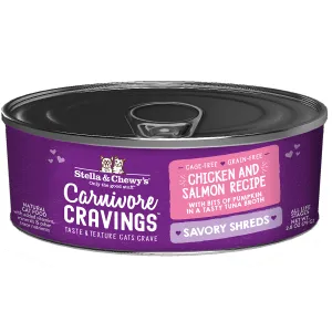 Stella & Chewy's Carnivore Cravings Savory Shreds Chicken & Salmon Cat Food organic cat food, holistic cat food