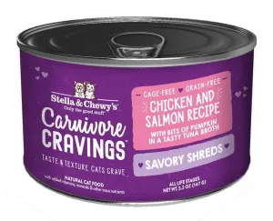 Stella & Chewy's Carnivore Cravings Savory Shreds Chicken & Salmon Dinner in Broth Wet Cat Food wet cat food, canned cat food