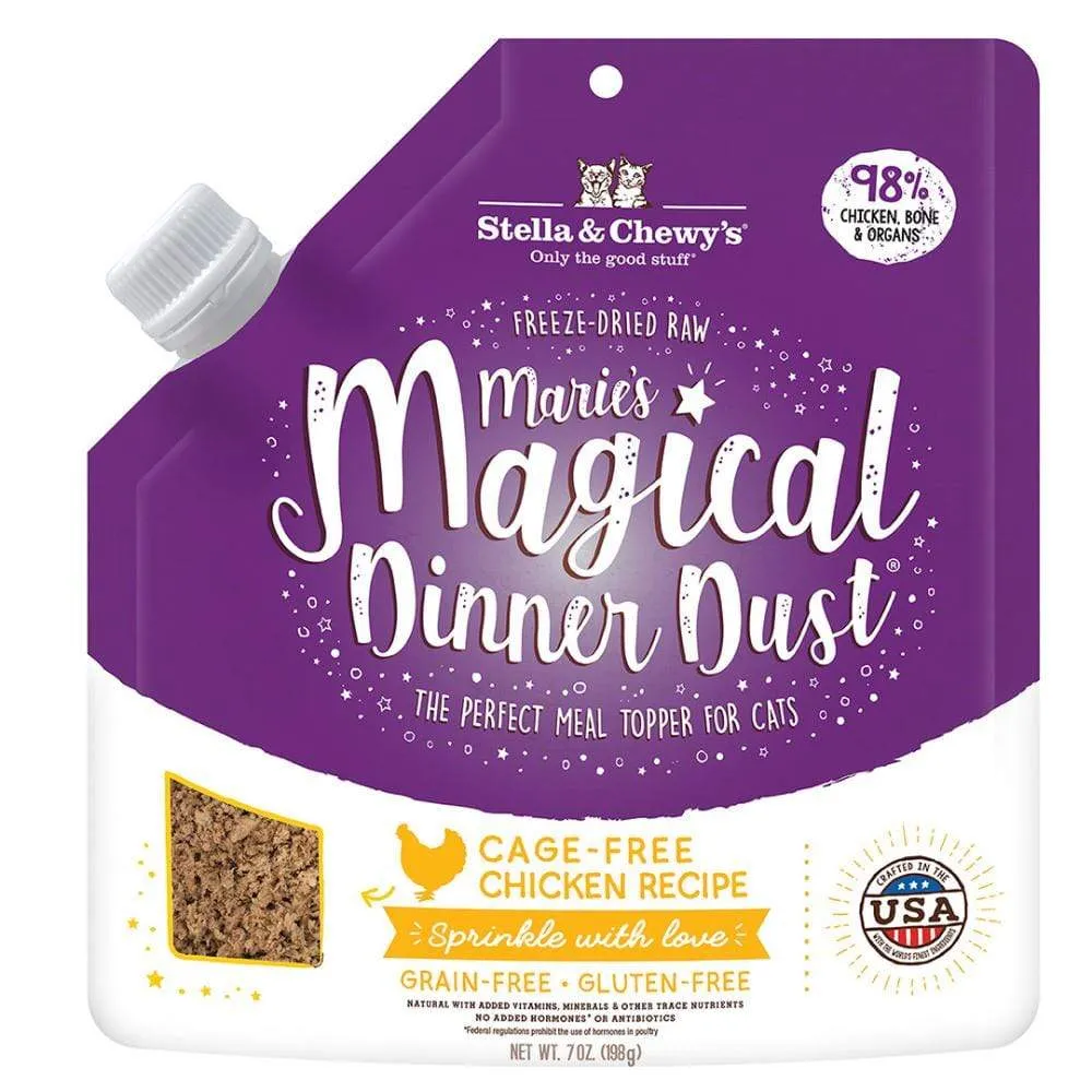 Stella & Chewy's Marie's Magical Dinner Dust Cage Free Chicken Cat Food Topper raw food for cats, raw meat cat diet