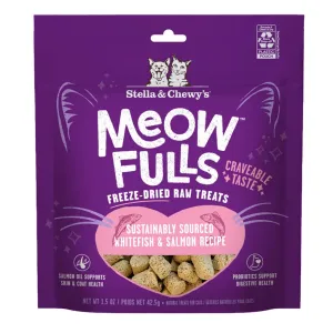 Stella & Chewy's Meowfulls Freeze Dried Whitefish & Salmon Cat Treats freeze dried cat treats, single ingredient cat treats