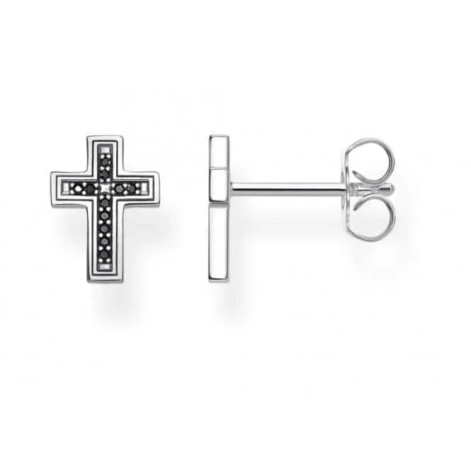 Sterling Silver Black Cross Ear Studs H2112-643-11 Thomas Sabo Earrings