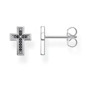 Sterling Silver Black Cross Ear Studs H2112-643-11 Thomas Sabo Earrings