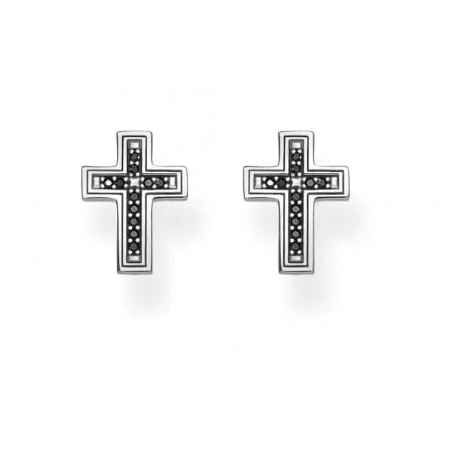 Sterling Silver Black Cross Ear Studs H2112-643-11 Thomas Sabo Earrings