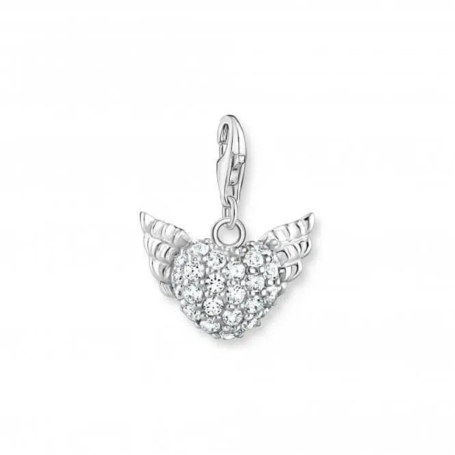 Sterling Silver Zirconia White Winged Heart Charm 0626-051-14 Thomas Sabo Collectable Charms