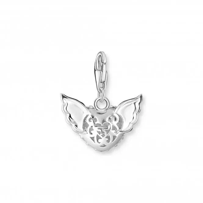 Sterling Silver Zirconia White Winged Heart Charm 0626-051-14 Thomas Sabo Collectable Charms