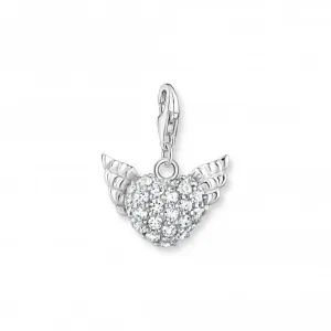 Sterling Silver Zirconia White Winged Heart Charm 0626-051-14 Thomas Sabo Collectable Charms