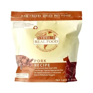 Steve's Real Food Freeze-Dried Raw Pork Diet for Dogs & Cats freeze dried cat food, raw cat food