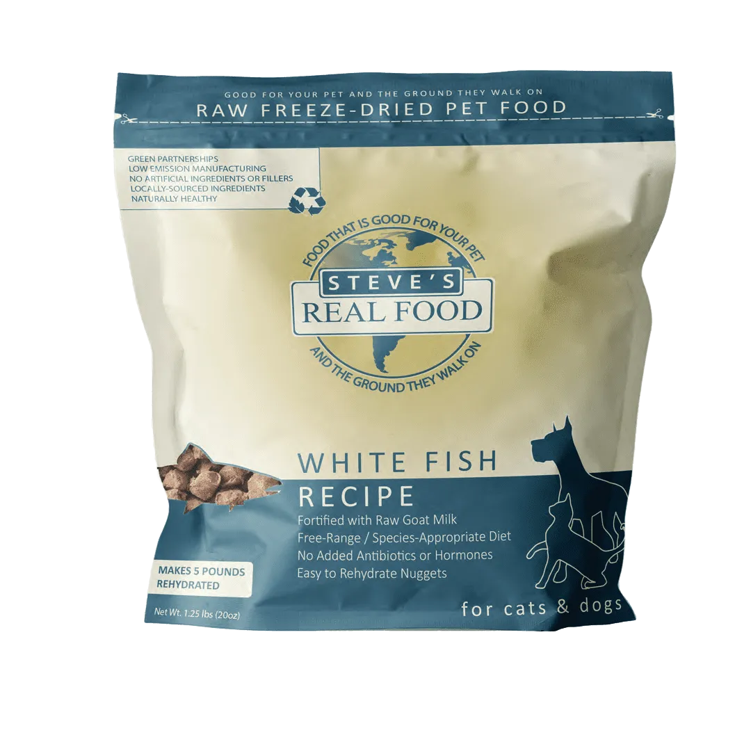 Steve's Real Food Freeze-Dried Raw Whitefish Diet for Dogs & Cats freeze dried cat food, raw cat food