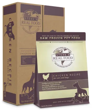 Steve's Real Food Raw Frozen Chicken Diet Food for Dogs & Cats raw food for cats, raw meat cat diet