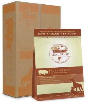 Steve's Real Food Raw Frozen Pork Diet Food for Dogs & Cats raw food for cats, raw meat cat diet