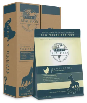 Steve's Real Food Raw Frozen Turkey Diet Food for Dogs & Cats raw food for cats, raw meat cat diet