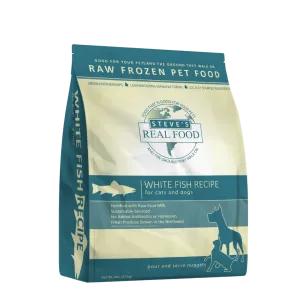 Steve's Real Food Raw Frozen Whitefish Diet Food for Dogs & Cats raw food for cats, raw meat cat diet