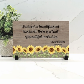 Sunflower Memorial - 5.5" x 8.5" Personalized Wood Sunflower Memorial Plaque