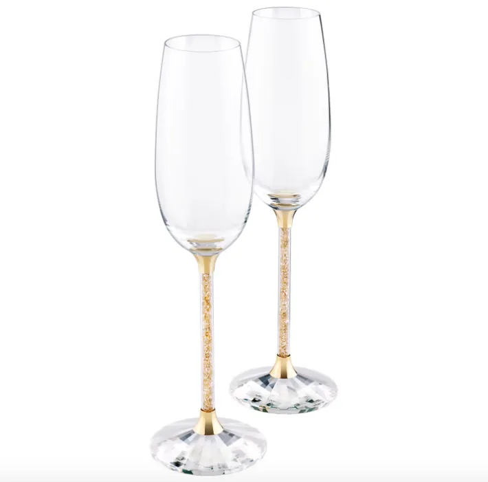 Swarovski Crystal Jewellery Crystalline Gold Toasting Flutes (Set of 2)
